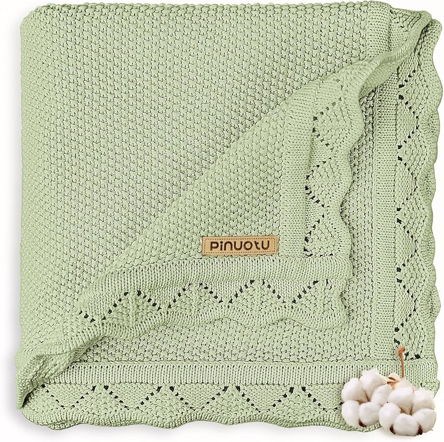 Knitted Baby Blanket for Boys & Girls, 100% Cotton Receiving Swaddle Crib & Stroller Blanket for ... | Amazon (US)