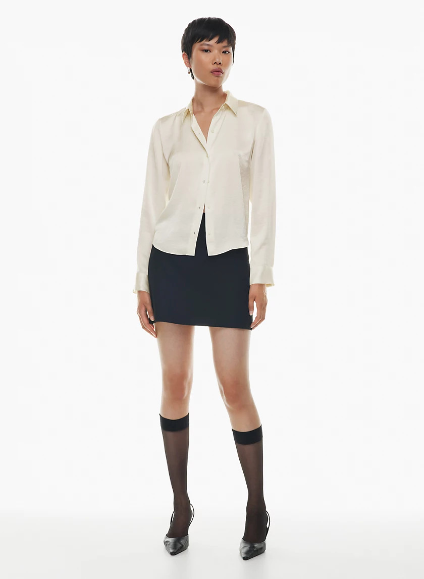 BESO SATIN LONGSLEEVE SHIRT | Aritzia