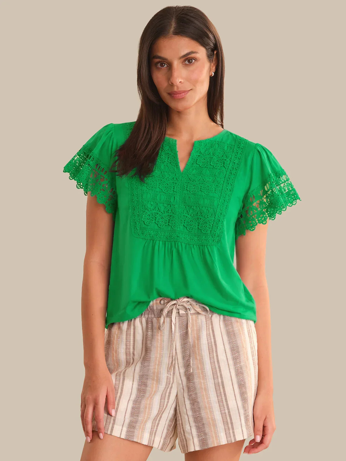 89th & Madison Crochet Trim Babydoll Top | 89th + Madison