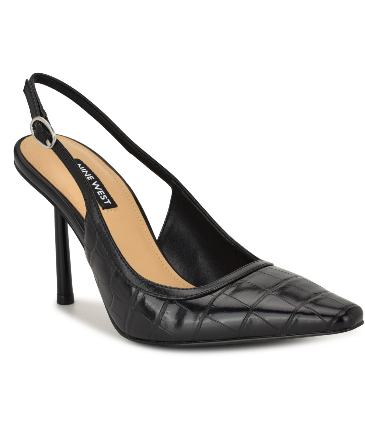 Nine West Women's Orlanda Slingback Stiletto Pumps - Black Croco | Macy's