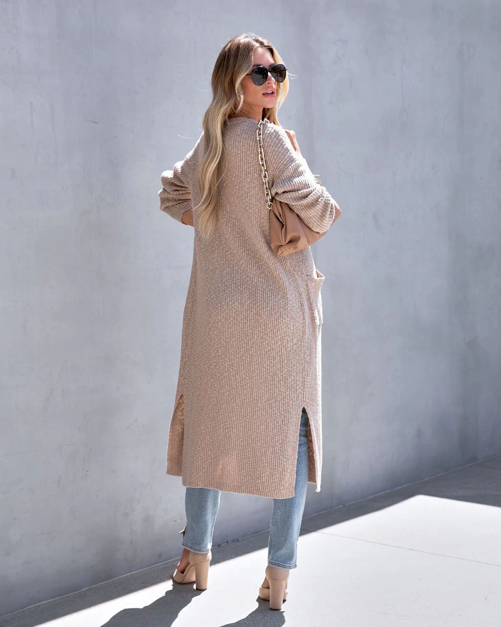 Judith Pocketed Knit Duster Cardigan - Taupe | VICI Collection