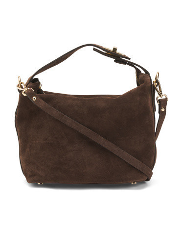 Made In Italy Suede Folded Handle Satchel | TJ Maxx