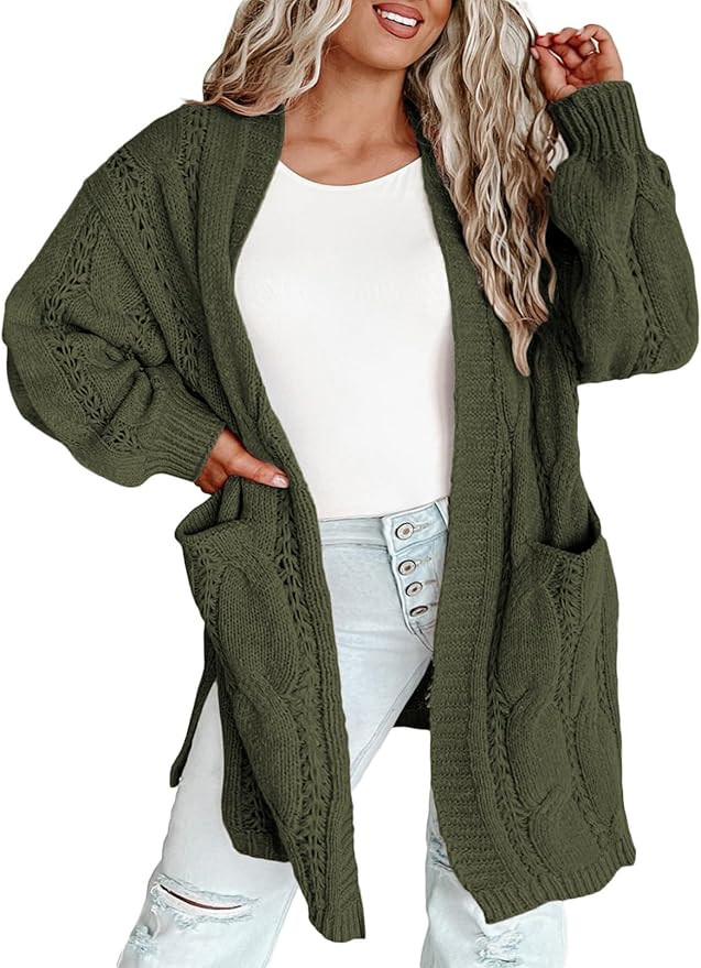 Eytino Plus Size Cardigans for Women Open Front Long Sleeves Lightweight Fall Sweaters with Pocke... | Amazon (US)