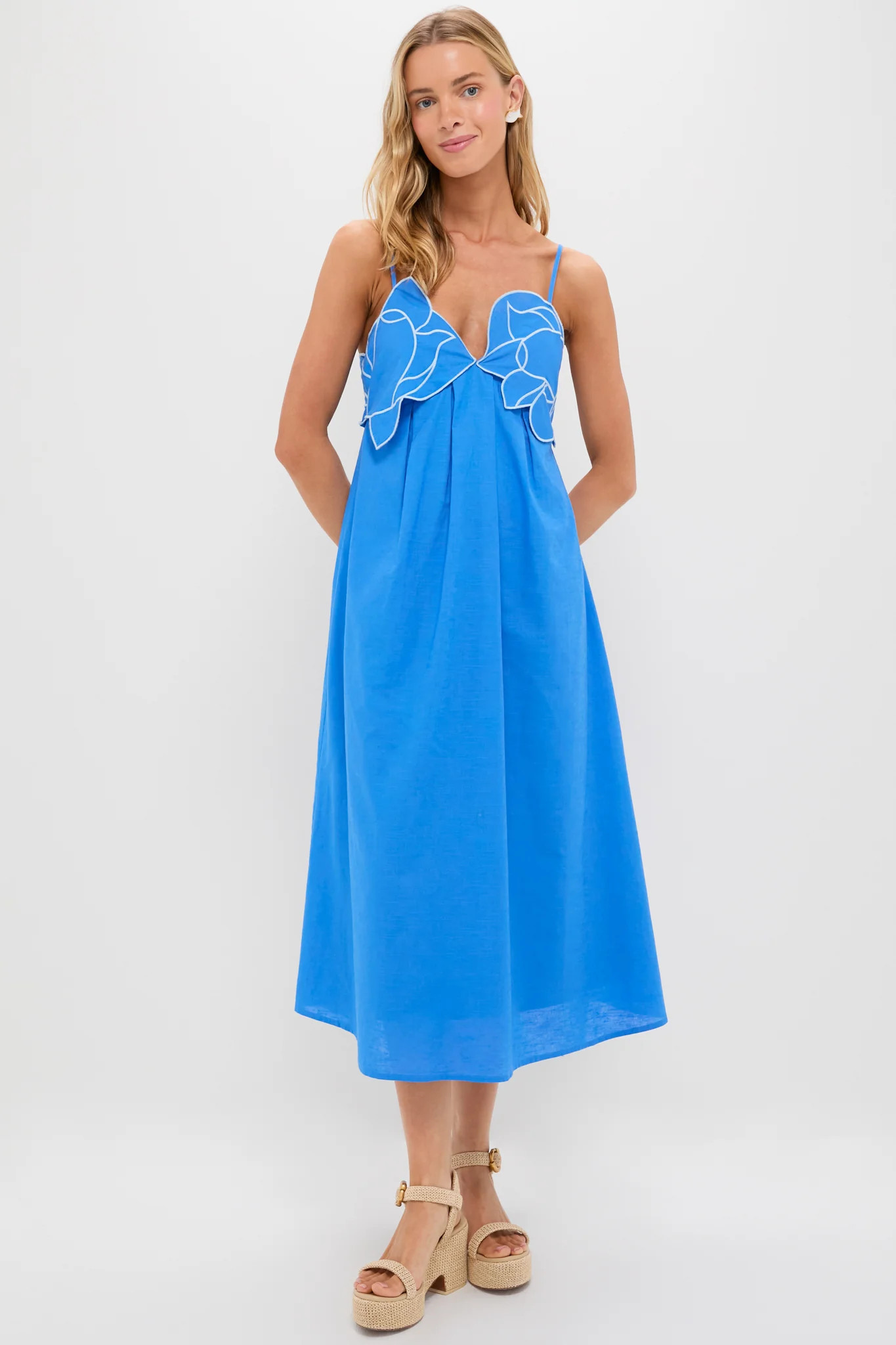 Sea Blue Flower Applique Iris Maxi Dress | Tuckernuck (US)