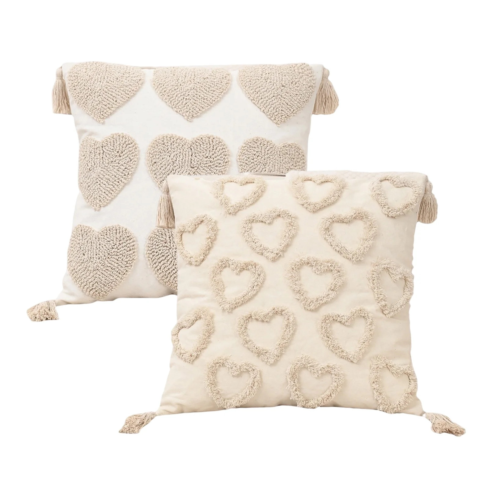 Hxlamzoo Valentine's Day Cozy Throw Pillow Covers Set of 2, 17.7" x 17.7", Heart Embroidered Soft... | Walmart (US)
