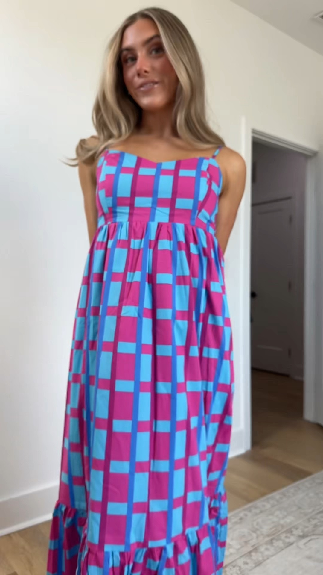 My Baltic born code is SLOANEBB15. The Rita Maxi Dress in a bold pink-and-blue geometric check is designed for warm-weather events. Made from 100% cotton with a lined bodice to mid-thigh, it combines breathable comfort with a feminine, flowing silhouette.

#LTKootd #LTKSaleAlert #LTKWedding