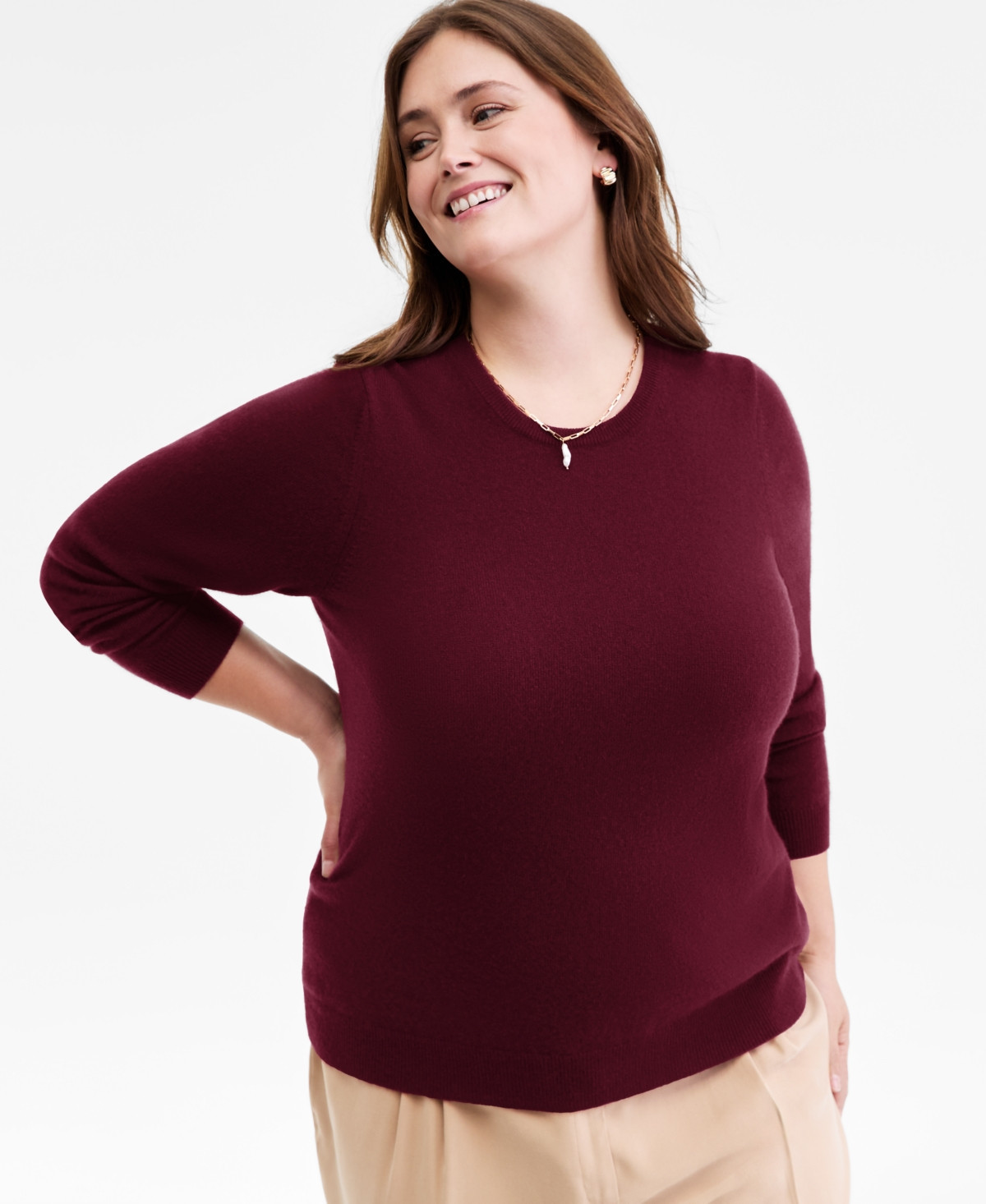 Charter Club Plus Size 100% Cashmere Crewneck Sweater, Macy's Exclusive - Crantini | Macy's