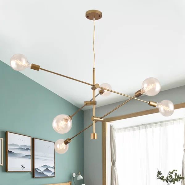 Schulman 6 - Light Sputnik Modern Linear Chandelier | Wayfair North America