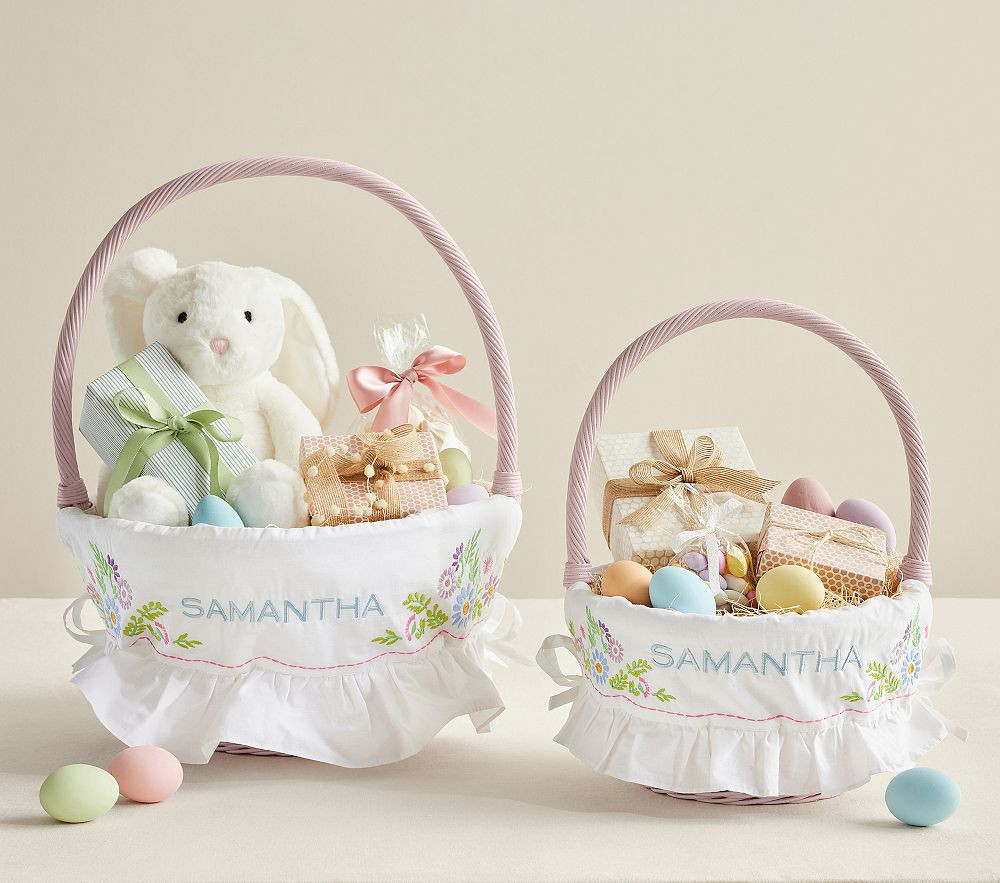 Embroidered Floral Easter Basket Liners | Pottery Barn Kids