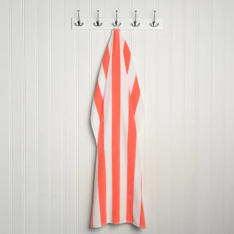 Mainstays Cabana Coral Bell Beach Towel, Soft Cotton, 58 in x 28 in, Coral | Walmart (US)