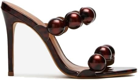 ZJGZF High Heels for Women Dressy Strappy Heels Stiletto Heeled Sandals Round Open Toe High Kitte... | Amazon (US)
