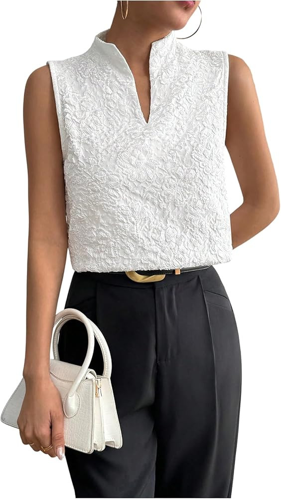 SOLY HUX Women's Work Outfits V Neck Sleeveless Blouses Summer Casual Tank Tops Business Office D... | Amazon (US)