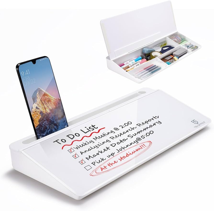 Small Glass Desktop Whiteboard Dry-Erase-Board - Computer Keyboard Stand White Board Surface Pad ... | Amazon (US)