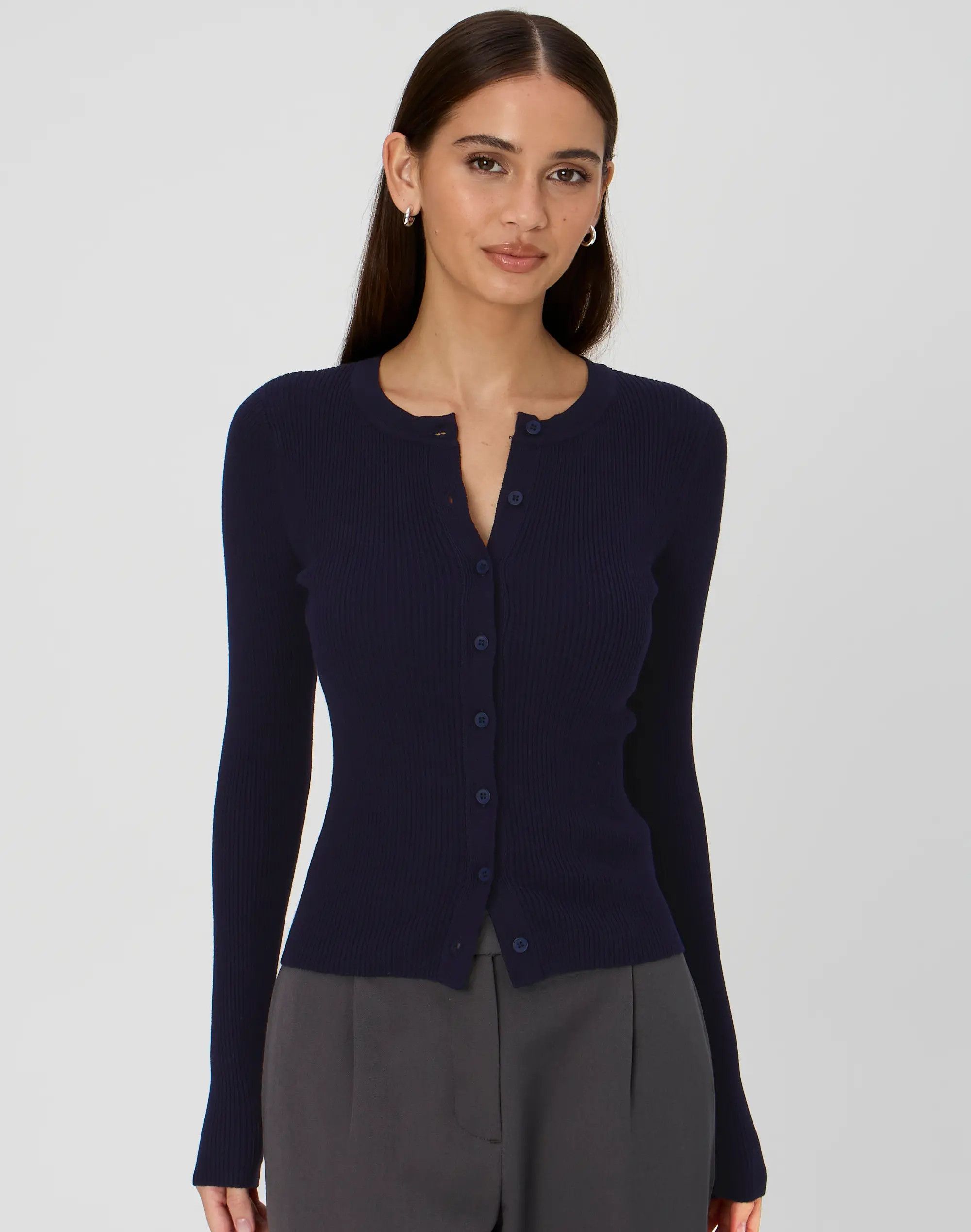 Ribbed Button Through Cardigan | Glassons (NZ)