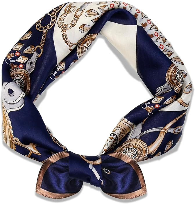 Ciormis 100% Mulberry Silk Scarf- 21" Square Neck Hair Scarves Lightweight Neckerchief for Women ... | Amazon (US)
