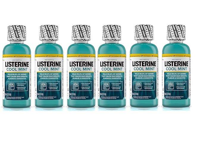 Listerine Cool Mint Antiseptic Mouthwash for Bad Breath, Travel Size 3.2 oz - Pack of 6 | Amazon (US)