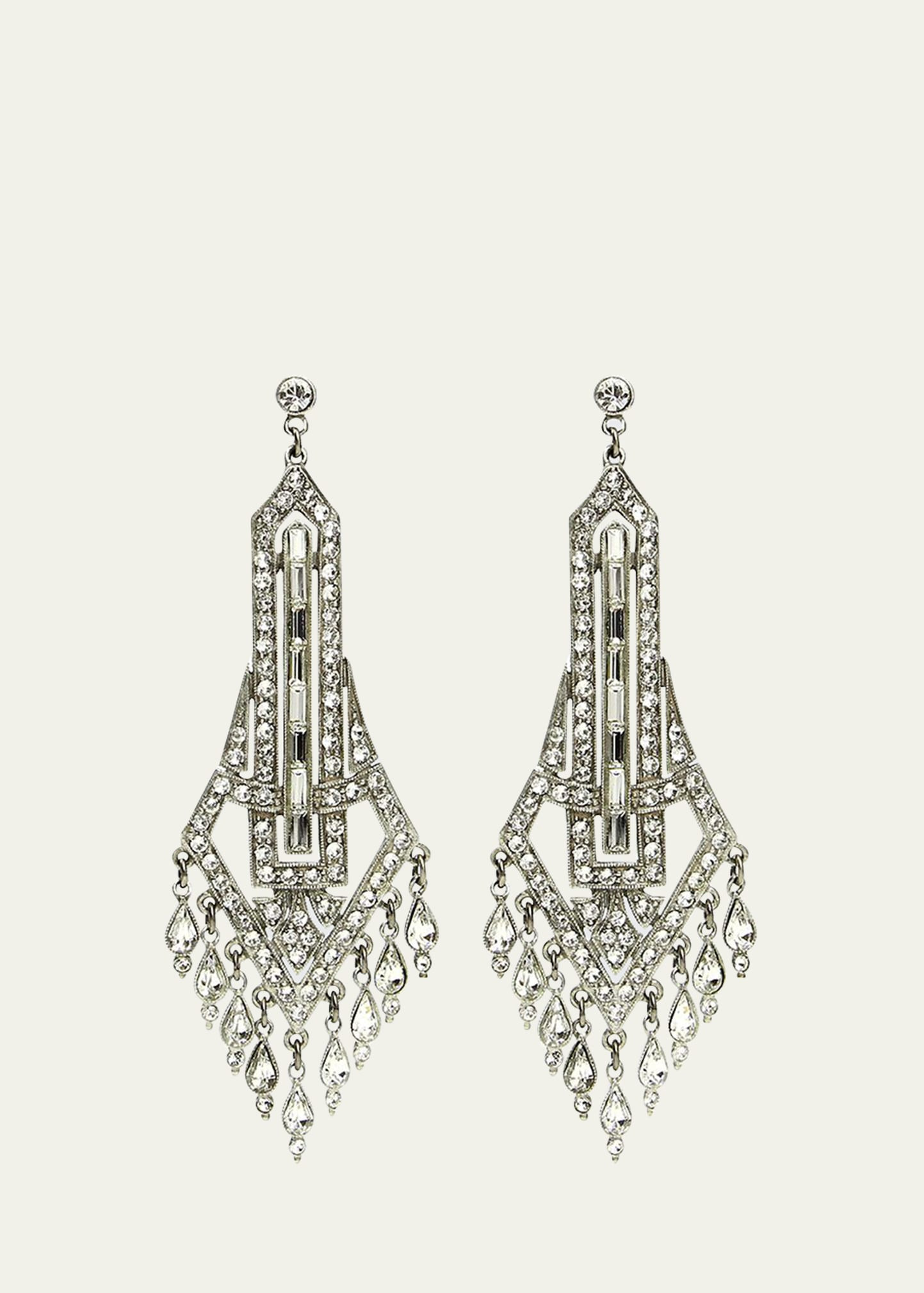 Ben-Amun Silver Deco Chandelier Crystal Drop Earrings | Bergdorf Goodman