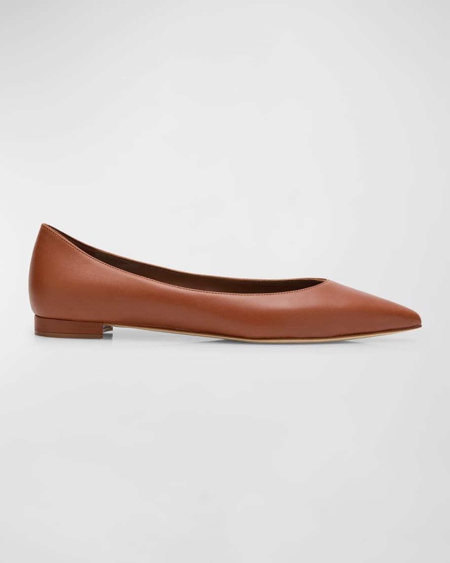 Manolo Blahnik Gala Lambskin Point-Toe Ballerina Flats | Neiman Marcus