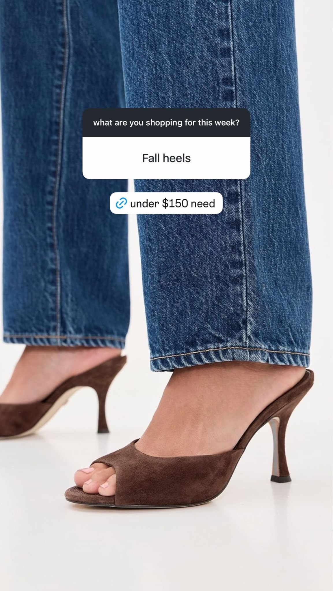 under $150 and SUCH a good fall heel. the chocolate suede makes them feel instantly seasonal, and i love the open-toe mule shape with denim now, then dresses + trousers for dinners and events.

these feel way more expensive than they are and would be such a good neutral heel to have on repeat all fall.

#LTKSeasonal