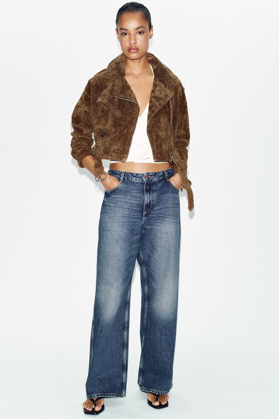 Zara - 100% Suede Leather Short Jacket With Belt - Tobacco - Xxl - Woman | Zara US