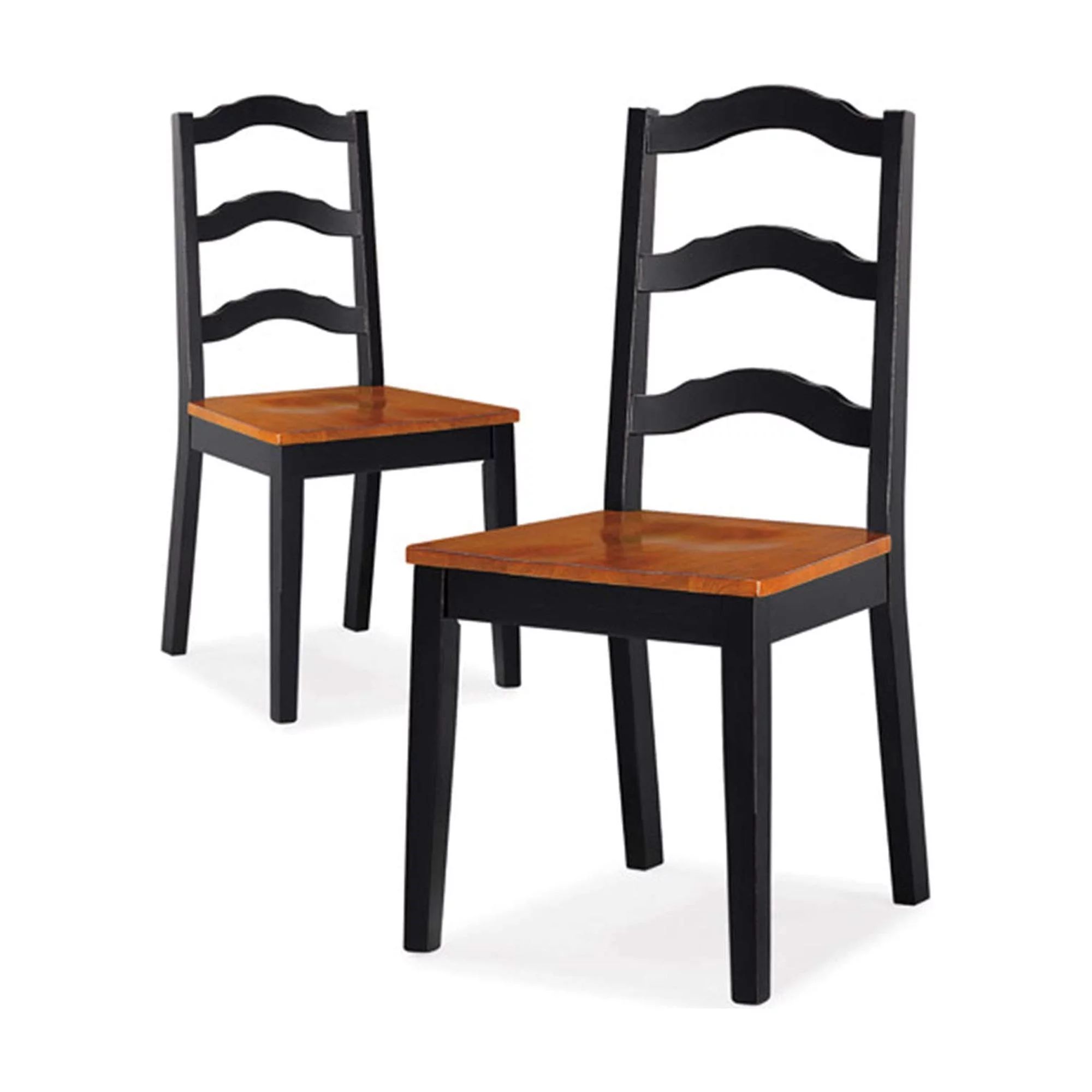 Better Homes and Gardens Autumn Lane Ladder Back Dining Chairs, Set of 2, Black and Oak | Walmart (US)