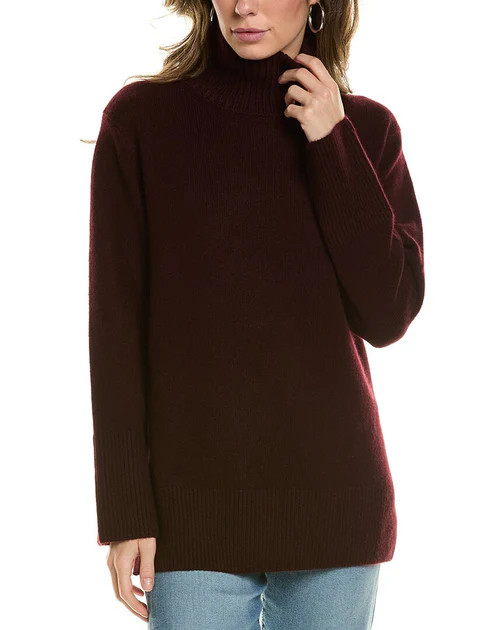 Vince Mixed Gauge Turtleneck Wool & Cashmere-Blend Tunic Sweater | Shop Simon