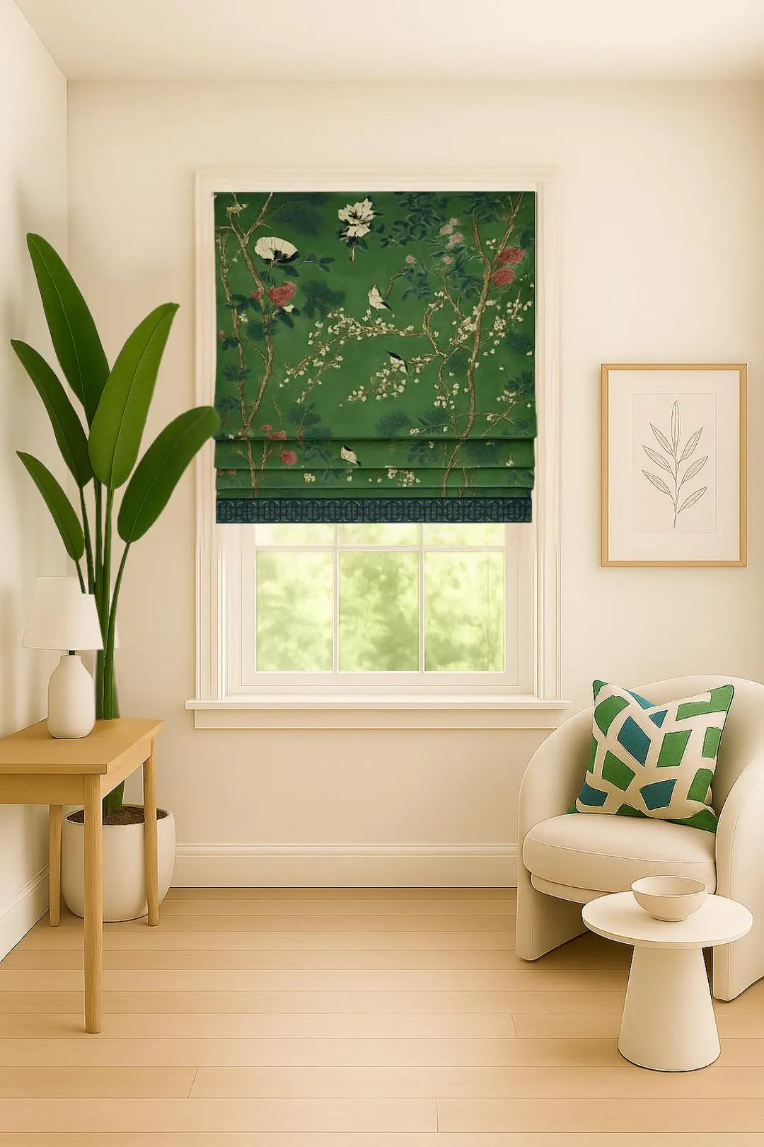 Roman Shade - Thibaut - Katsura in Emerald - Inside Mounted, 100% Lined With Cotton Deluxe, Cord ... | Etsy (US)