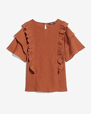 Textured Double Ruffle Top | Express