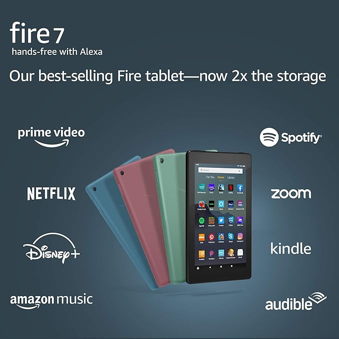 Fire 7 tablet, 7" display, 16 GB, latest model (2019 release), Plum | Amazon (US)
