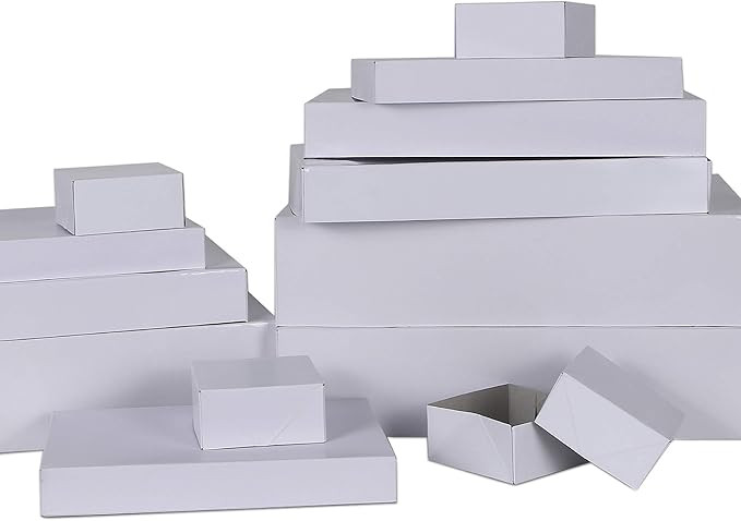 MOMONI Premium 13 Piece White Gift Boxes with Lids of Assorted Sizes with 4 inch Deep Robe Wrappi... | Amazon (US)