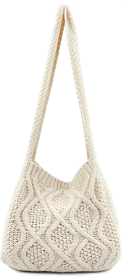 ENBEI Crochet Boho Shoulder Bag, Aesthetic Kinted,Cute,Beach or Shopping | Amazon (US)