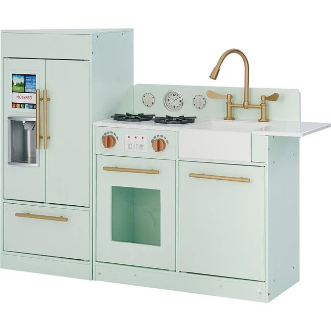 Little Chef Chelsea Modern Play Kitchen, Mint/Gold (Green) - Kids Toys | Teamson Kids from Maisonett | Maisonette