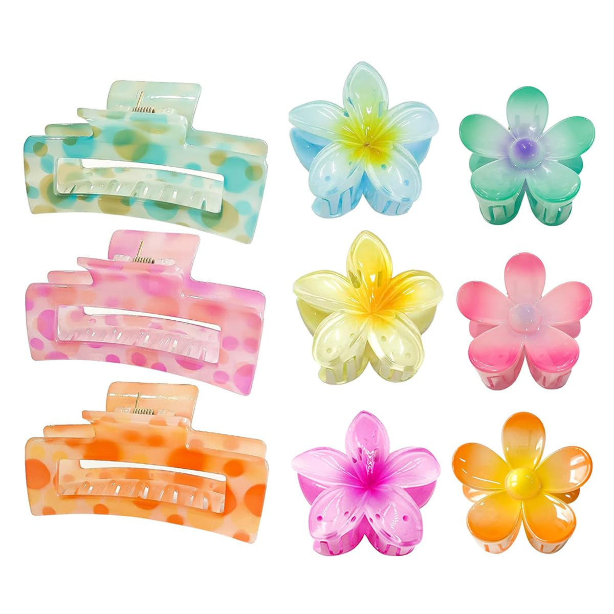 Flower Hair Claw Clips for Women Girls, 9PCS Summer Beach claw clips, Hawaiian Flower Cute Hair C... | Amazon (US)