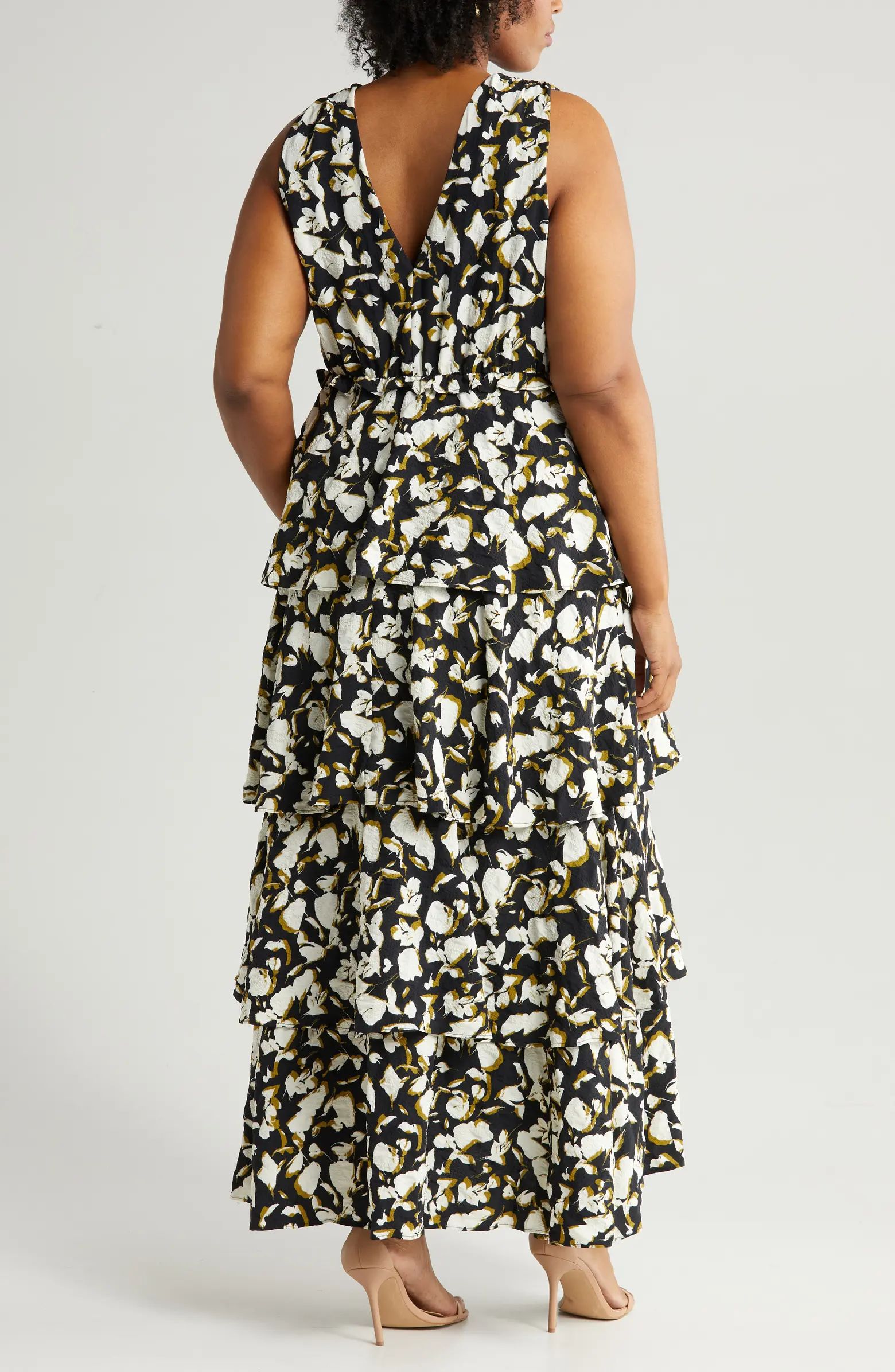 Floral Print Sleeveless Tiered Ruffle Maxi Dress | Nordstrom