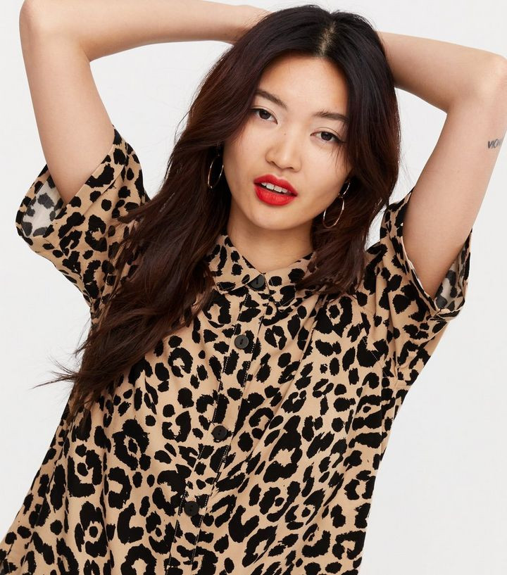 Brown Leopard Print Short Sleeve Shirt
						
						Add to Saved Items
						Remove from Saved It... | New Look (UK)