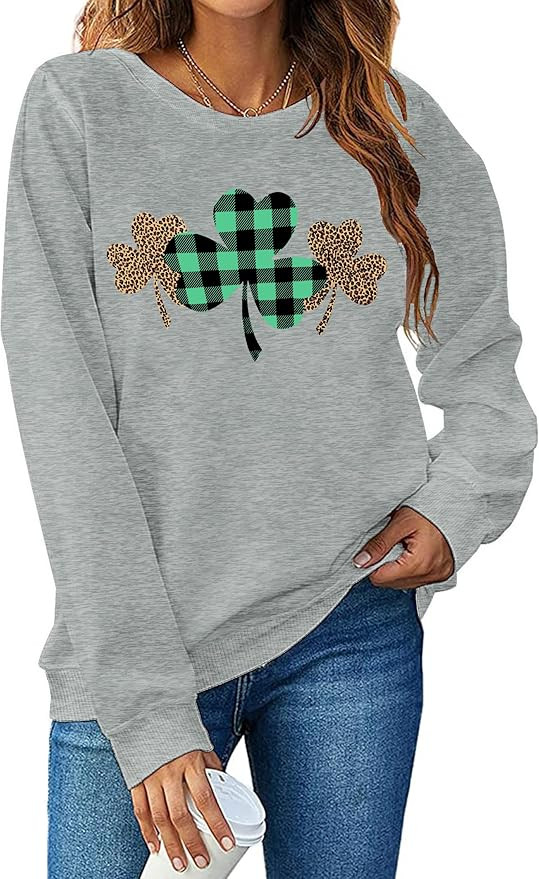 St. Patrick's Day Sweatshirt Women Shamrock Heart Shirts Irish Gift Crewneck Casual Loose Fit Top... | Amazon (US)