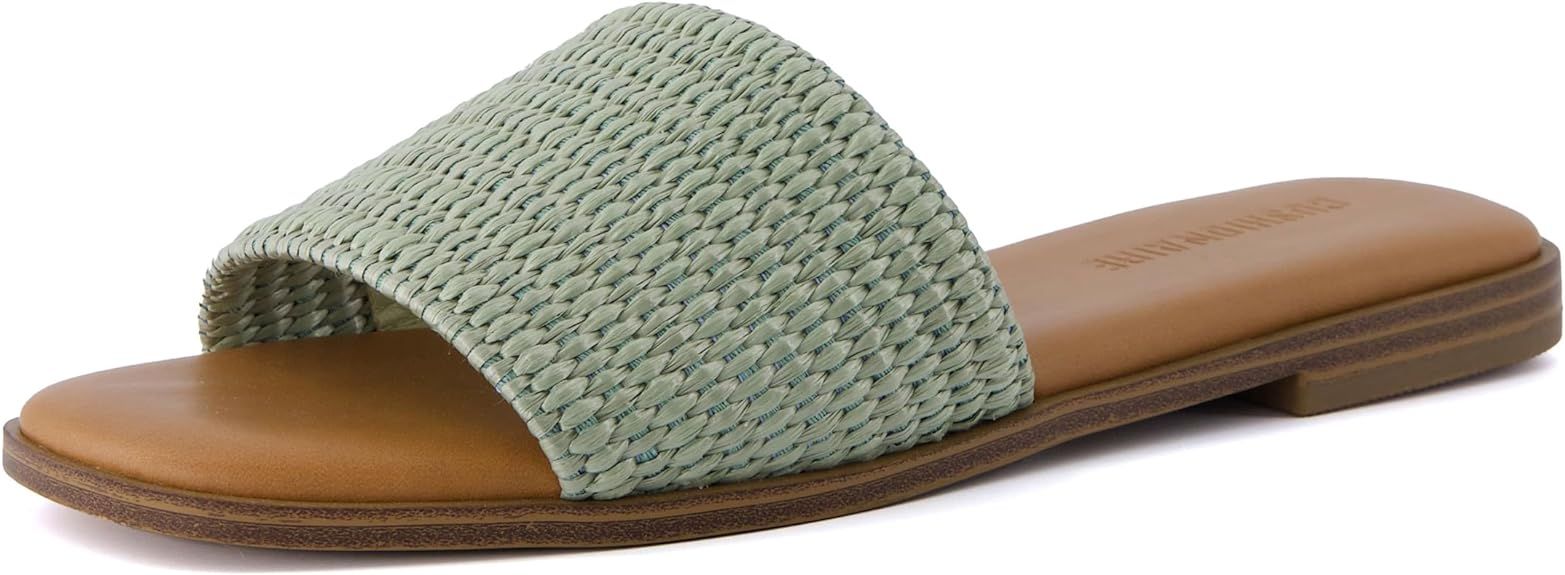 CUSHIONAIRE Women's Sesame raffia slide sandal +Memory Foam, Wide Widths Available | Amazon (US)
