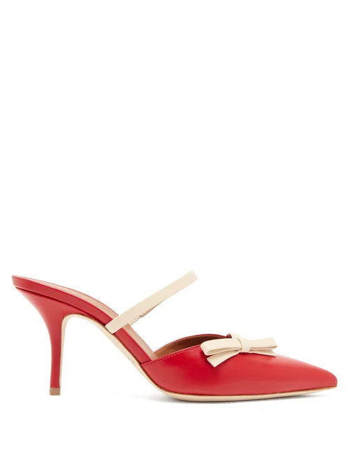 Malone Souliers - Jenna Bow-appliqué Leather Mules - Womens - Red | Matches (US)