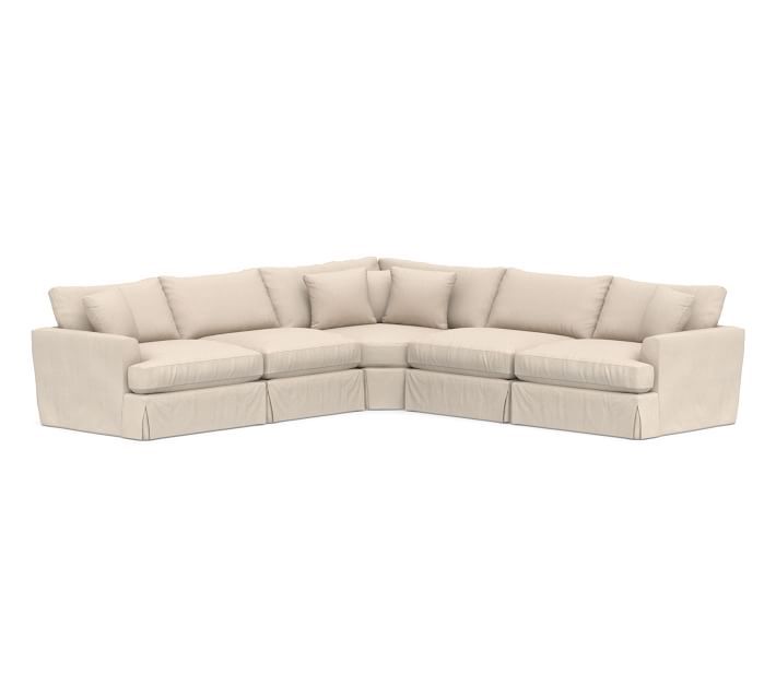 Sullivan Fin Arm Deep Seat Slipcovered 5-Piece Sectional with Wedge | Pottery Barn (US)