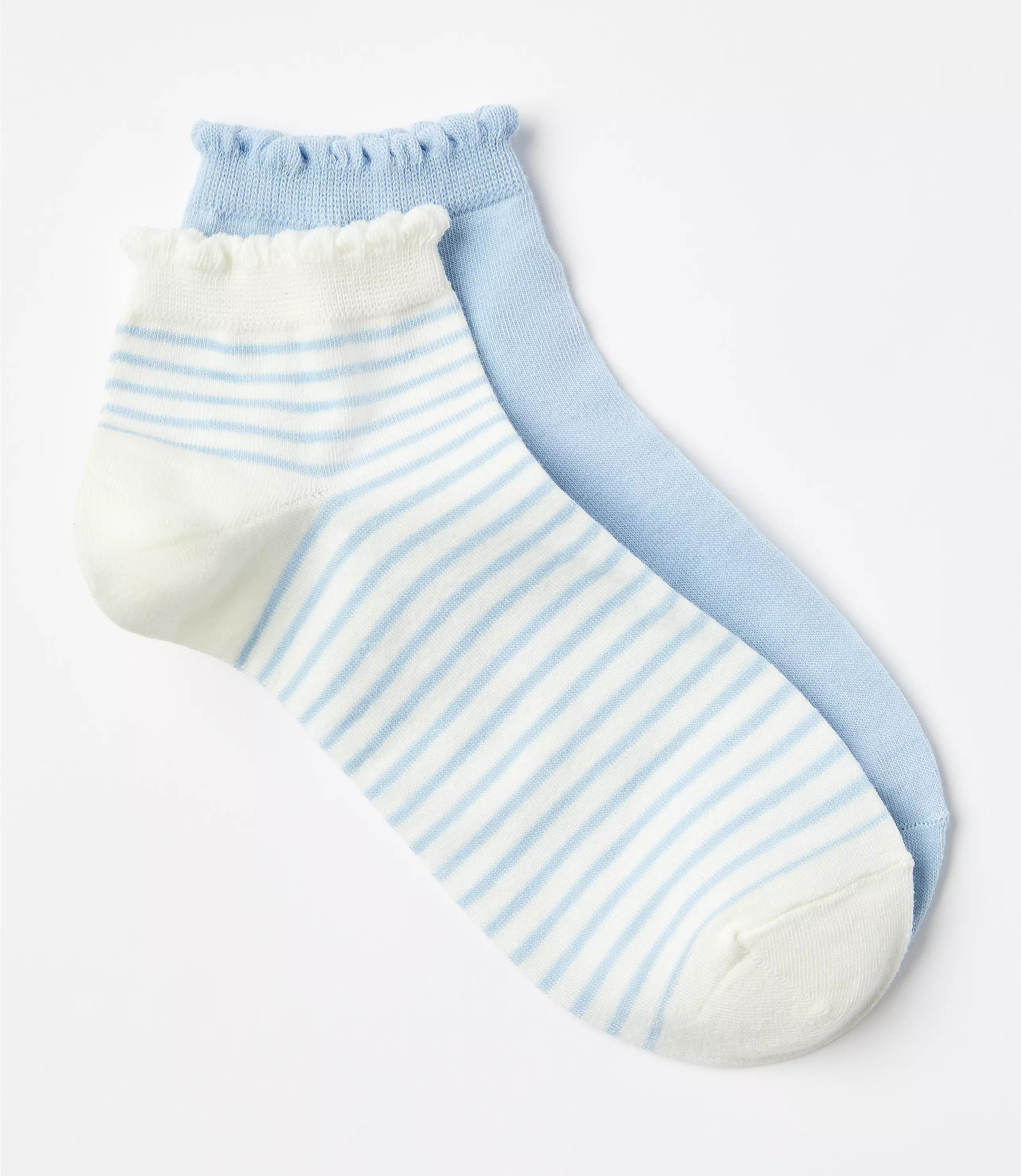 Stripe & Solid Scalloped Ankle Sock Set | LOFT
