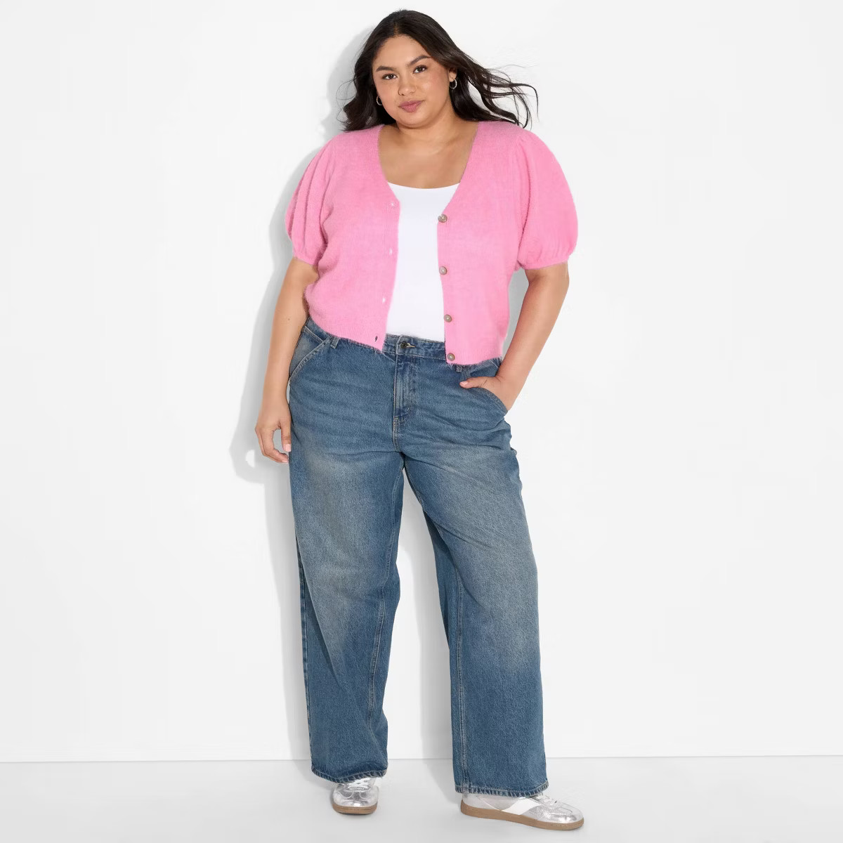 Women's Puff Short Sleeve V-Neck Cardigan - Wild Fable™ | Target