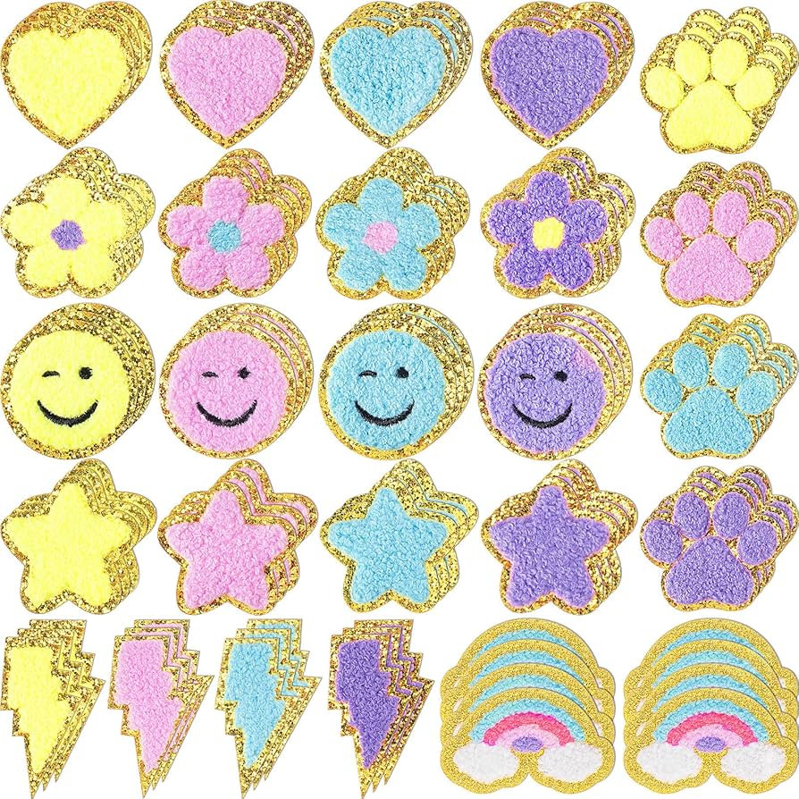 Hanaive 80 Pcs Chenille Letter Patches Self Adhesive Iron on Patch 3D Cute Embroidered Rainbow Sm... | Amazon (US)
