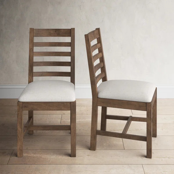 Kinston Ladder Back Side Chair in Gray/Beige (Set of 2) | Wayfair North America