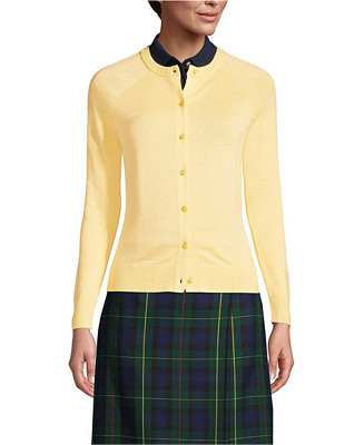 Lands' End Women's Cotton Modal Cardigan Sweater - White | Macy's