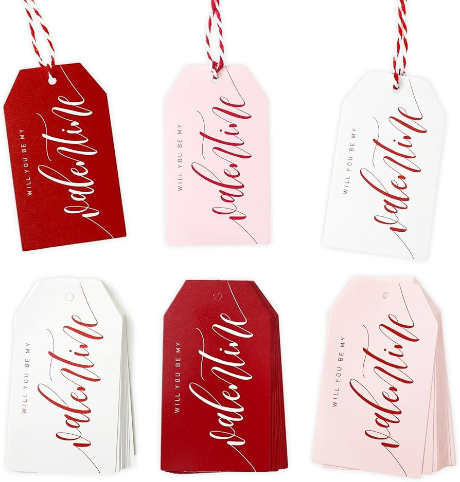 Whaline 120Pcs Valentine' s Day Paper Gift Tags Hanging Tag with Cotton Rope White Pink Red Will ... | Amazon (US)