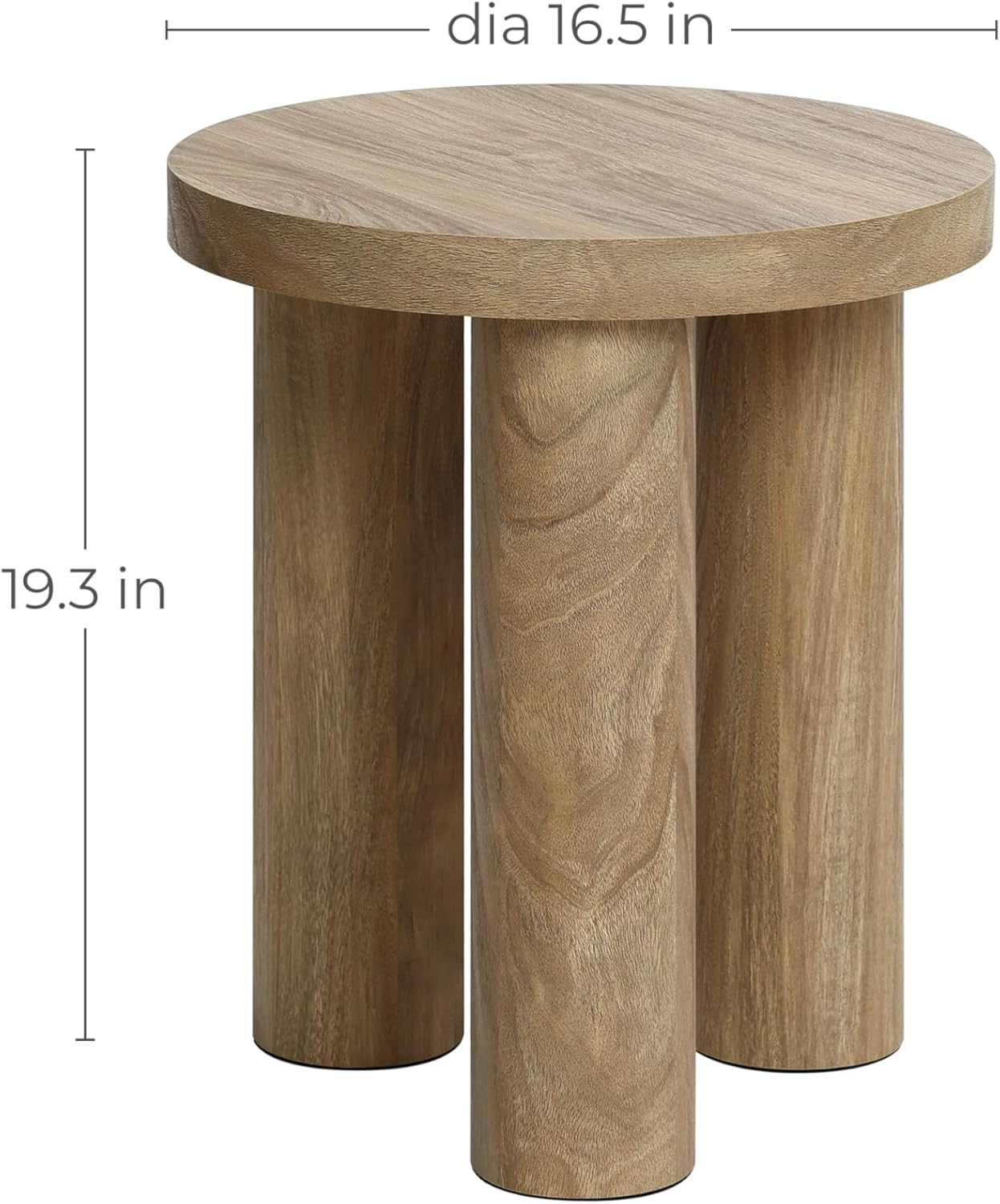 LuxenHome Round Side Table, 19" Tall End Table with 3 Pillar Legs, Modern Farmhouse Dark Oak Fini... | Amazon (US)