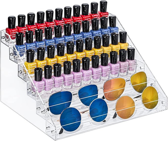Kingtaily Nail Polish Organizer 72 Bottles of 6 Layers Acrylic Display Rack Storage Rack, Clear E... | Amazon (US)