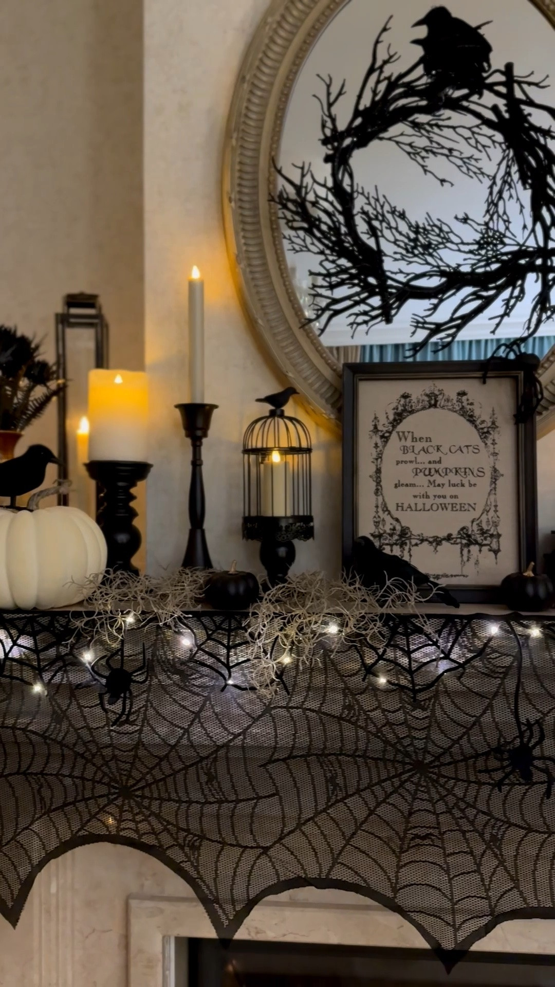 Halloween home decor, Halloween living room mantel decor, black candlesticks, decorative crows

#LTKHome #LTKSeasonal #LTKSaleAlert