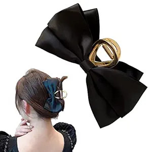 Black Bow Hair Claw | Large Hair Bows | Satin Hair Bow Clip | Stylish and Versatile - Daily Wear ... | Amazon (US)