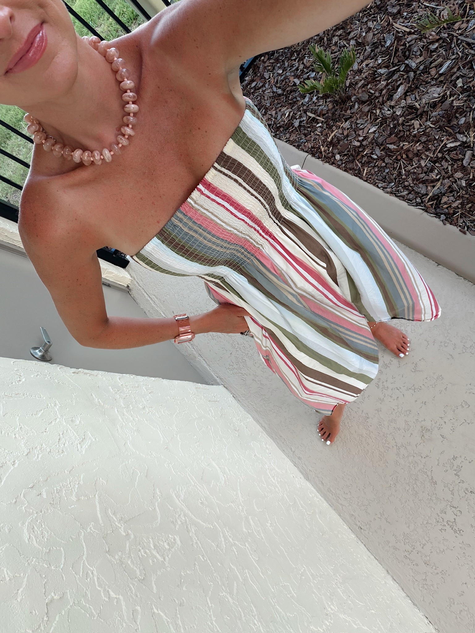 Beach vacation ootd! In a small dress, necklace, anklet and accessories - fits tts.

#LTKootd #LTKTravel #LTKSeasonal